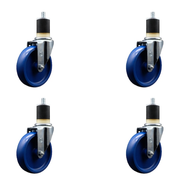 Service Caster 5'' Solid Poly Wheel Swivel 1-7/8'' Expanding Stem Caster Set, 4PK SCC-EX20S514-SPUS-178-4 - main